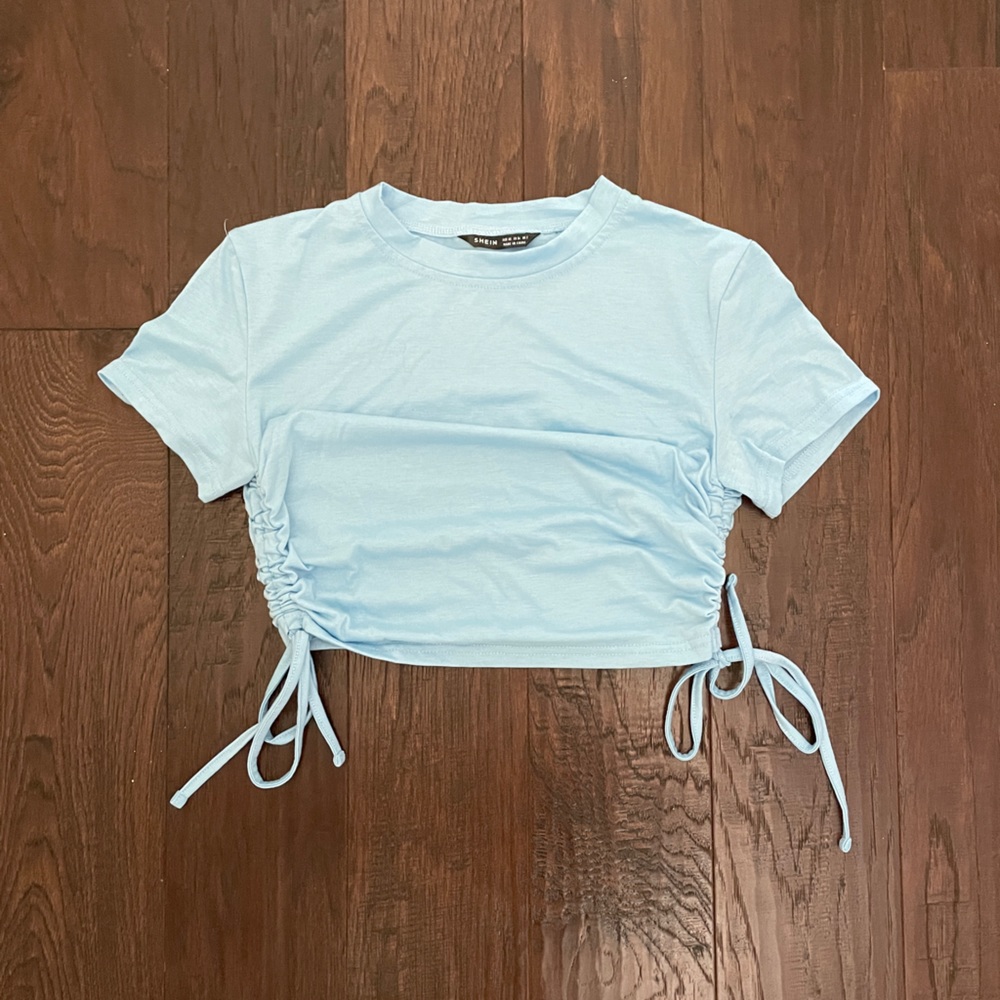 Blue Drawstring Side Top